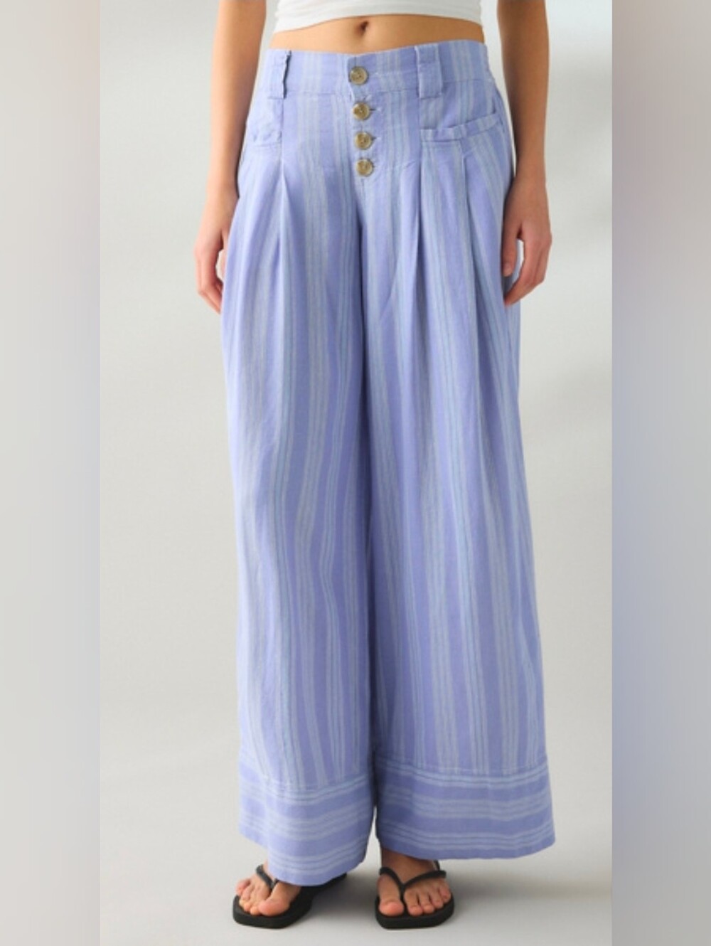 UO Breezy Striped Wide Leg Linen Pants